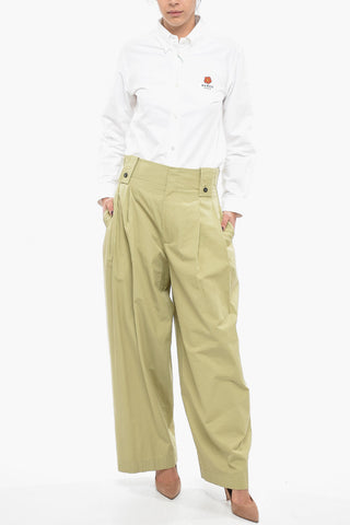 High-waisted Wide Leg Pants with Front Pleats