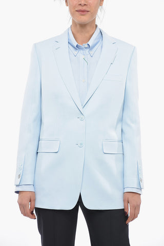 Blazer Monopetto in Lana con Tasche ad Aletta