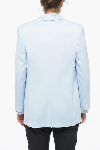 Blazer Monopetto in Lana con Tasche ad Aletta