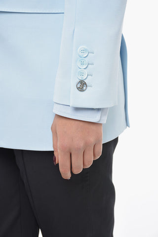 Blazer Monopetto in Lana con Tasche ad Aletta