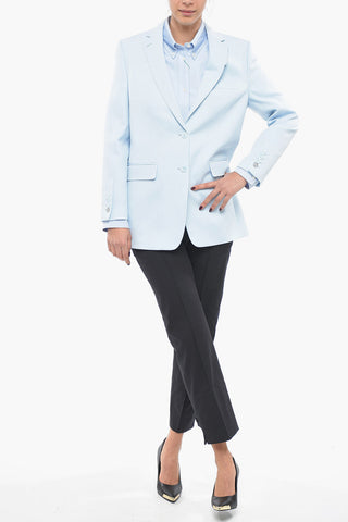 Blazer Monopetto in Lana con Tasche ad Aletta