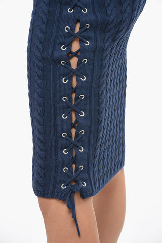 Longuette in Cotone Aran con Dettaglio Lace-up