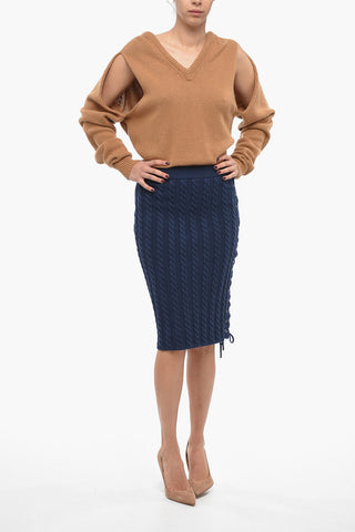 Longuette in Cotone Aran con Dettaglio Lace-up