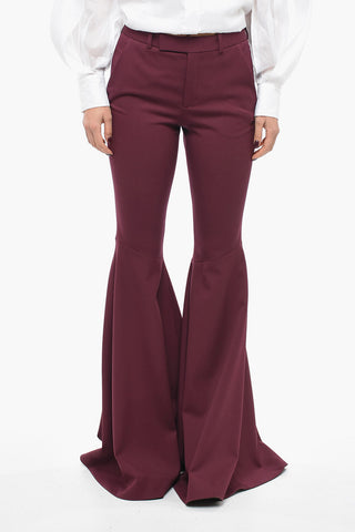 Pantaloni Flared-leg in Lana Stretch con Passanti