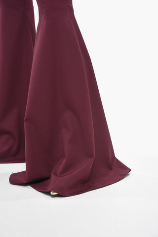 Pantaloni Flared-leg in Lana Stretch con Passanti