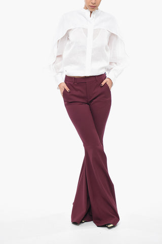 Pantaloni Flared-leg in Lana Stretch con Passanti