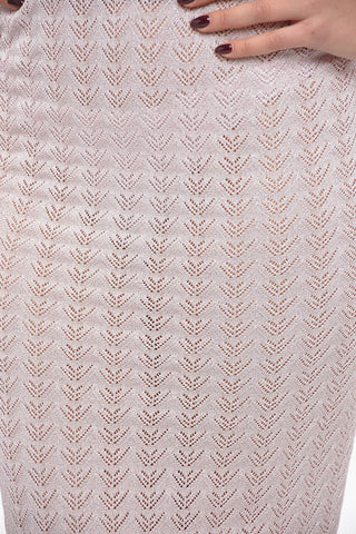 Lurex Midi Skirt with Herringbone Pattern