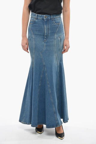 Gonna Svasata in Denim a Vita Alta