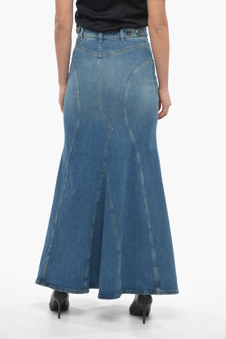 Gonna Svasata in Denim a Vita Alta