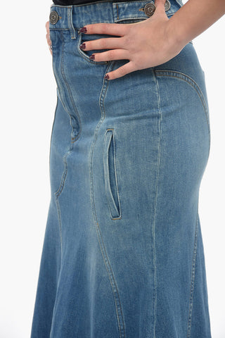 Gonna Svasata in Denim a Vita Alta