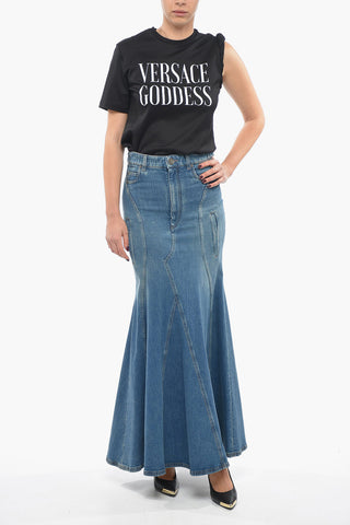 Gonna Svasata in Denim a Vita Alta