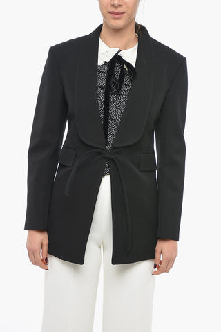 Ottoman Cotton Blazer with Lace-up Detail