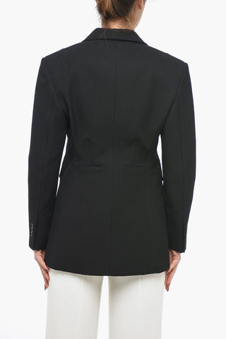 Ottoman Cotton Blazer with Lace-up Detail