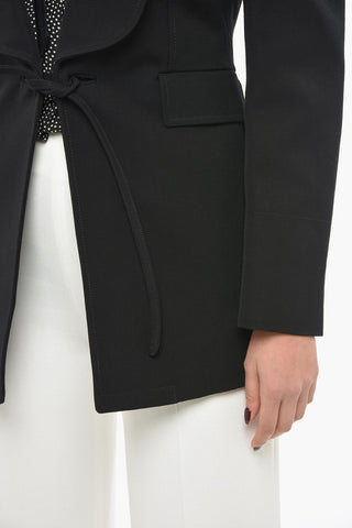 Ottoman Cotton Blazer with Lace-up Detail