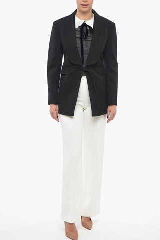 Ottoman Cotton Blazer with Lace-up Detail