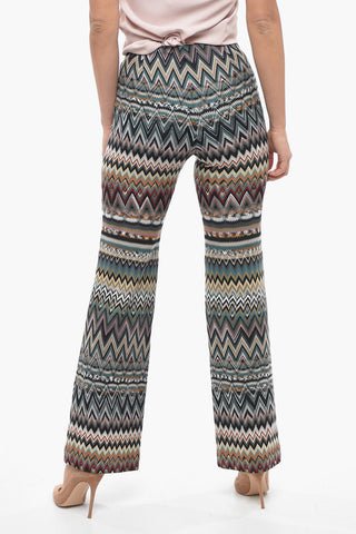 Pantaloni Straight Fit in Misto Lana con Motivo Herringbone