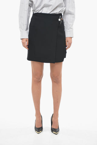 Wool Wrap Miniskirt with Lock Detail