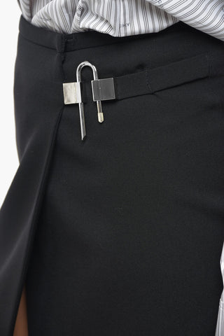Wool Wrap Miniskirt with Lock Detail
