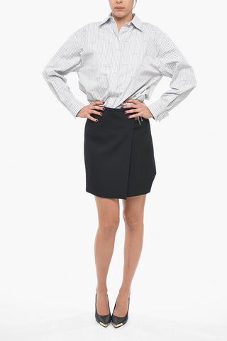 Wool Wrap Miniskirt with Lock Detail