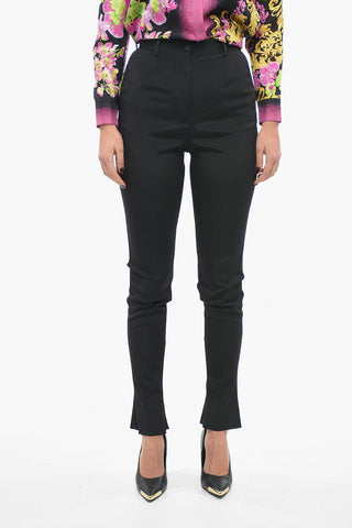 Pantaloni in Tessuto Stretch con Zip alla Caviglia