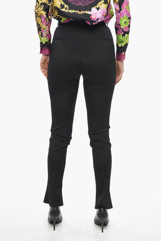 Pantaloni in Tessuto Stretch con Zip alla Caviglia