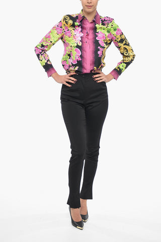 Pantaloni in Tessuto Stretch con Zip alla Caviglia