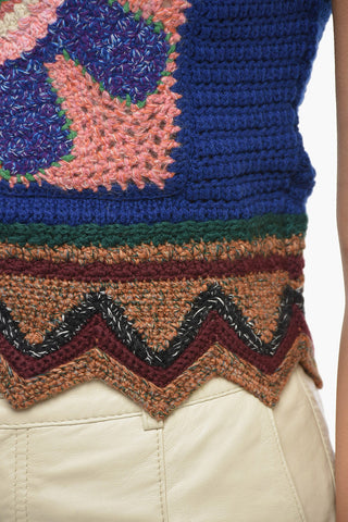 Top Smanicato in Lana Crochet