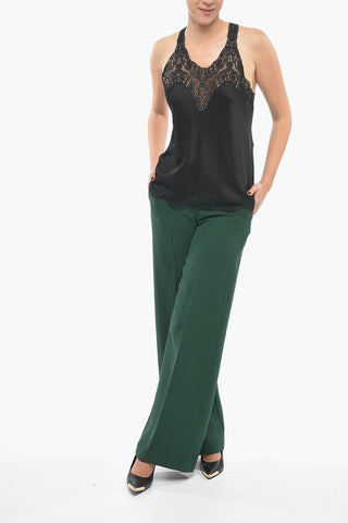GARDE-ROBE Satin Tank Top with Lace Details