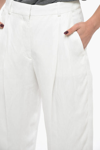 Pantaloni in Misto Lino a 2 Pinces