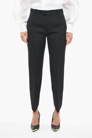 One-Pleat Wool Trousers with Curved Design