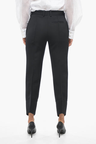 One-Pleat Wool Trousers with Curved Design