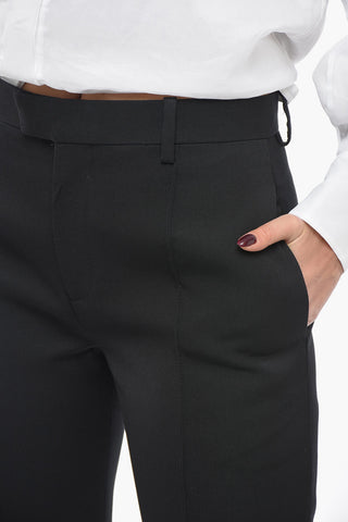 One-Pleat Wool Trousers with Curved Design