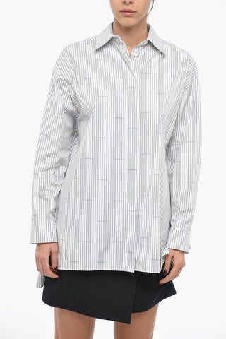Monogram Cotton Oversized Shirt with Balanced Stripe Motif