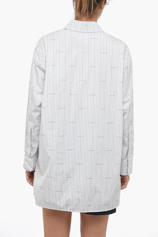 Monogram Cotton Oversized Shirt with Balanced Stripe Motif