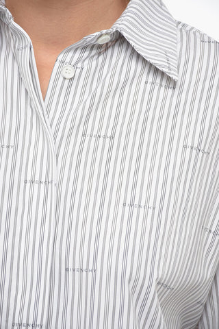Monogram Cotton Oversized Shirt with Balanced Stripe Motif