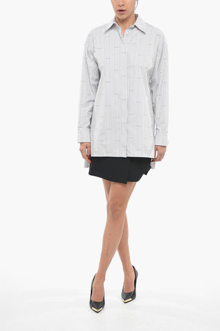 Monogram Cotton Oversized Shirt with Balanced Stripe Motif