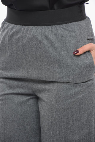 Wool Cropped Fit Pants with Elastic Waistband