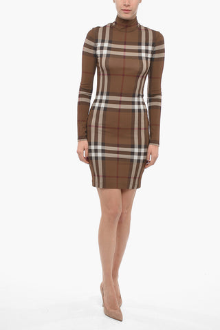 Jersey Midi Dress with Tartan Pattern
