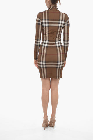 Jersey Midi Dress with Tartan Pattern