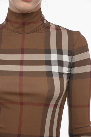 Jersey Midi Dress with Tartan Pattern