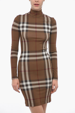 Jersey Midi Dress with Tartan Pattern