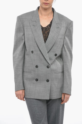 Double-breasted Oversized Blazer with Peak Lapel