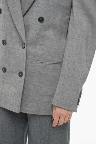 Double-breasted Oversized Blazer with Peak Lapel