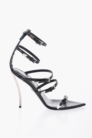 Pointed Leather Sandals With Straps Heel 11 cm 