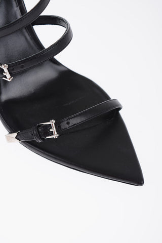 Pointed Leather Sandals With Straps Heel 11 cm 