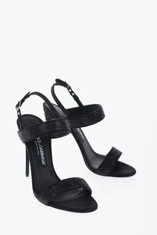 Sandali In Satin KEIRA Con Strass 11 cm