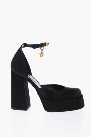 Jewel Strap Satin Platform Pumps 12cm