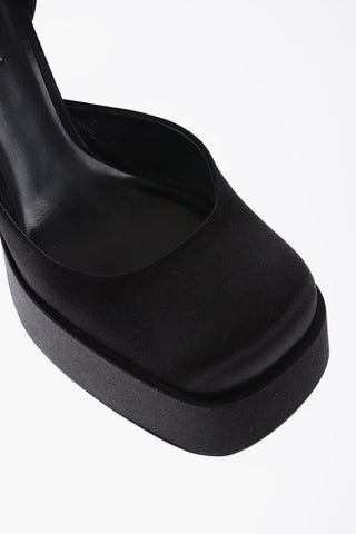 Jewel Strap Satin Platform Pumps 12cm