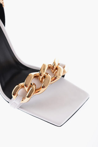 Sandali In Pelle Con Catene E Tacco A Rocchetto 12 cm