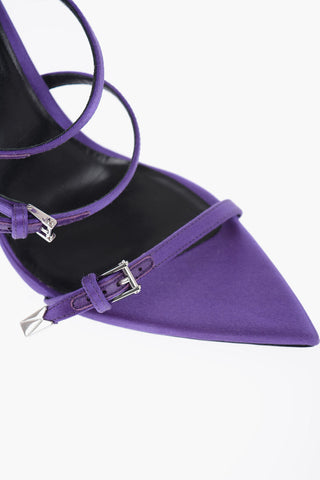 Sandali In Satin Con Punta Stretta Con Dettaglio Gioiello 11 cm